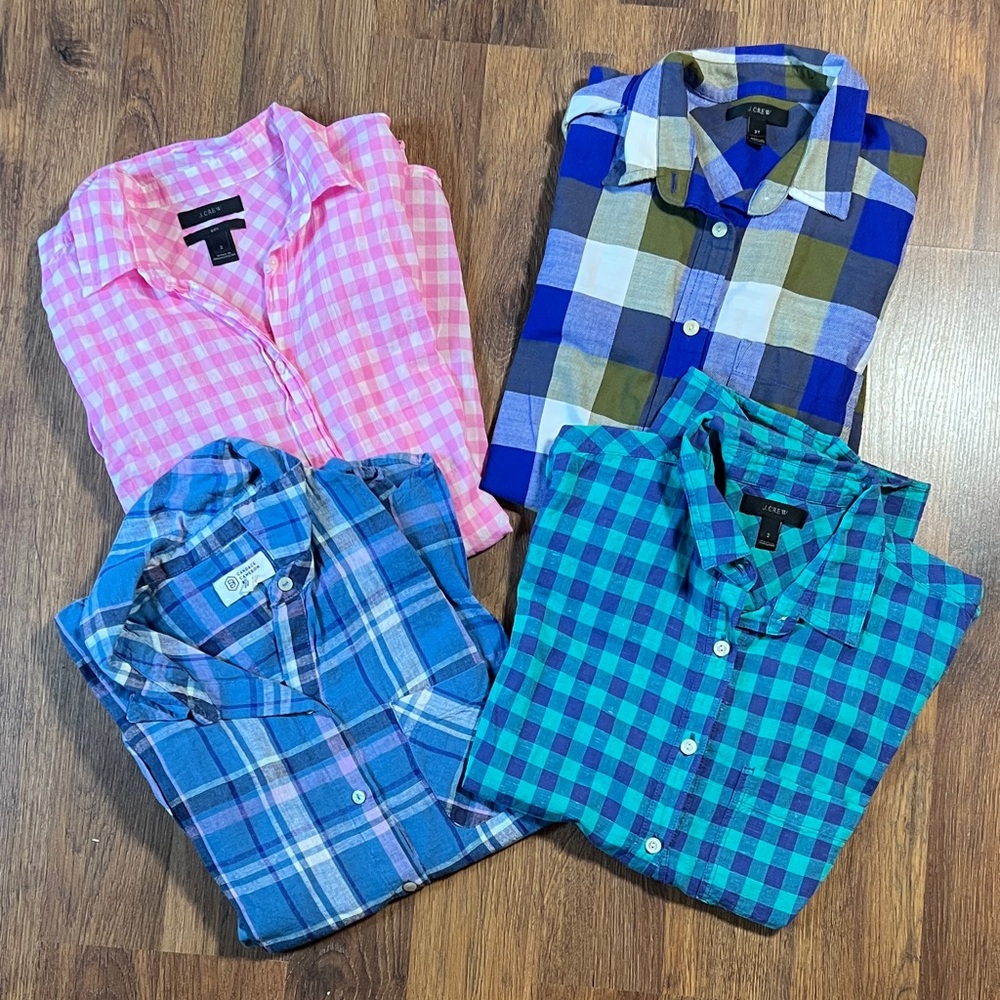 Stylish Women’s Plaid Flannel Shirt Set - Pink, Blue, Green - Picture 1 of 16